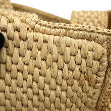 将图像加载到图库查看器中，LOEWE Font 2WAY Tote Bag Beige/BlackALF1B59X25 Raffia Leather Size Small
