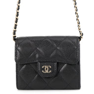 CHANEL Mini Chain Wallet Card Holder BlackAP0238-B10583-C3906 Caviar Leather
