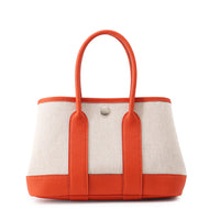 HERMES Neo Garden Ecru/Capucines Toile H Negonda Leather Size 23