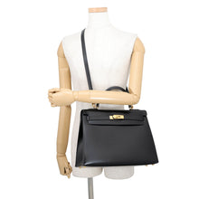 将图像加载到图库查看器中，HERMES Kelly Sellier Black Box Calf Leather Size 32
