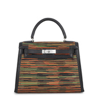 HERMES Kelly Sellier Black/Orange/Green Vibrato Gulliver Size 28