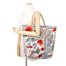 Load image into Gallery viewer, HERMES Peach Bag Palm Tree Khaki/Groseille/Ciel Cotton
