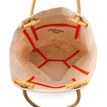 Load image into Gallery viewer, HERMES Peach Bag Palm Tree Khaki/Groseille/Ciel Cotton
