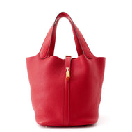 HERMES Picotin Lock Rouge Casaque Taurillon Clemence Size MM