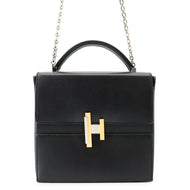 HERMES Cinetic 2way Bag Black Tadelakt Leather