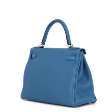Load image into Gallery viewer, HERMES Kelly Retourne Blue de Galice Togo Leather Size 28
