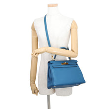 Load image into Gallery viewer, HERMES Kelly Retourne Blue de Galice Togo Leather Size 28
