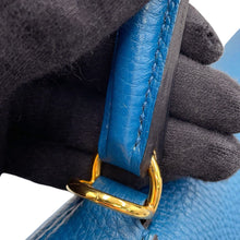 Load image into Gallery viewer, HERMES Kelly Retourne Blue de Galice Togo Leather Size 28
