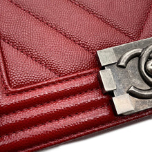 Load image into Gallery viewer, CHANEL Boy Chanel Chevron ChainShoulder Bag RedA67085 Caviar Leather Size Small
