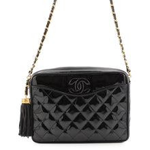 Load image into Gallery viewer, CHANEL Matelasse fringed chain shoulder bag Black Patent Leather
