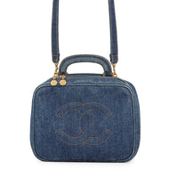 CHANEL CC Logo 2-Way Vanity Bag BlueA07061 Denim