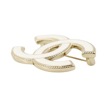 Load image into Gallery viewer, CHANEL CC Logo Brooch White Metal
