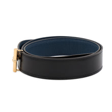 将图像加载到图库查看器中，HERMES Yachting Chaine d'Ancre Belt Size 85 Black/Blue Nuit Swift Leather Togo Leather
