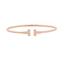 Load image into Gallery viewer, TIFFANY&amp;Co. T Narrow Wire Bracelet Size Medium60010773 18K Pink Gold
