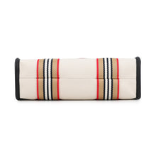 将图像加载到图库查看器中，BURBERRY Icon Stripe Trim Tote Natural/Brown/Black/Red81214931 Canvas Leather Size Small
