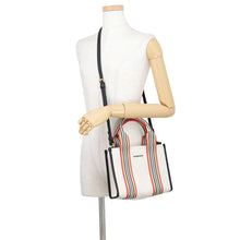 将图像加载到图库查看器中，BURBERRY Icon Stripe Trim Tote Natural/Brown/Black/Red81214931 Canvas Leather Size Small
