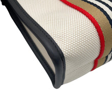 将图像加载到图库查看器中，BURBERRY Icon Stripe Trim Tote Natural/Brown/Black/Red81214931 Canvas Leather Size Small
