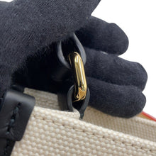 将图像加载到图库查看器中，BURBERRY Icon Stripe Trim Tote Natural/Brown/Black/Red81214931 Canvas Leather Size Small
