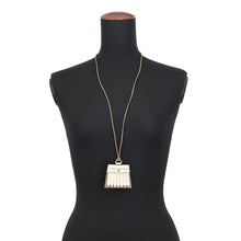 Load image into Gallery viewer, HERMES Mon Petit Kelly Fringe Necklace Etoupe/Craie Swift Leather
