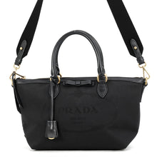 Load image into Gallery viewer, PRADA Logo Jacquard Handbag Black1BA579 Canvas Leather

