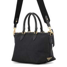 Load image into Gallery viewer, PRADA Logo Jacquard Handbag Black1BA579 Canvas Leather
