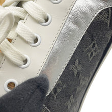 Load image into Gallery viewer, LOUIS VUITTON Sneakers Black/White/Silver Leather Canvas Size 5
