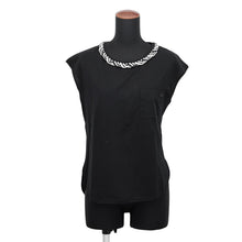 将图像加载到图库查看器中，CHANEL French Sleeve Tweed Trim T-Shirt Size 38 Black Cotton100%
