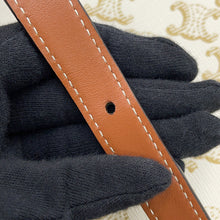 将图像加载到图库查看器中，CELINE Folco Triomphe Shoulder Bag White/Brown PVC Calf Leather Size Medium
