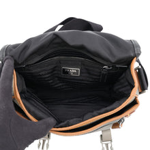 将图像加载到图库查看器中，PRADA Triangle Logo Shoulder Bag Black/Gray/Brown2VD769 Nylon Saffiano LeatherLeather
