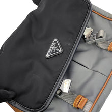 将图像加载到图库查看器中，PRADA Triangle Logo Shoulder Bag Black/Gray/Brown2VD769 Nylon Saffiano LeatherLeather
