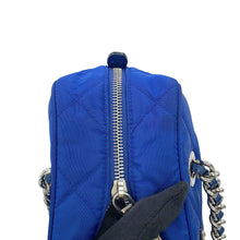 将图像加载到图库查看器中，PRADA Triangle Logo Quilted Shoulder Bag Blue1BB072 Nylon
