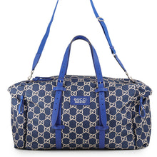 Load image into Gallery viewer, GUCCI Maxi GG Duffle Bag Blue/Beige767935 FACUB 8447 Nylon Leather
