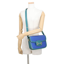 Load image into Gallery viewer, GUCCI Horsebit1955 Shoulder Bag Blue/Turquoise602204 1DBAG 8381 Leather Size Small
