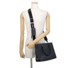将图像加载到图库查看器中，PRADA Embossed Logo Handbag Black1BA335 Saffiano LeatherLeather
