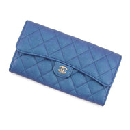 CHANEL Matelasse Bifold Wallet Metalic BlueAP0241 Caviar Leather