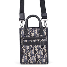 将图像加载到图库查看器中，Dior Oblique North South 2WAY Bag Mini Beige/Black/Blue2ESWS017YKY Canvas Grained Calf Leather
