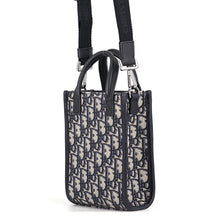 将图像加载到图库查看器中，Dior Oblique North South 2WAY Bag Mini Beige/Black/Blue2ESWS017YKY Canvas Grained Calf Leather
