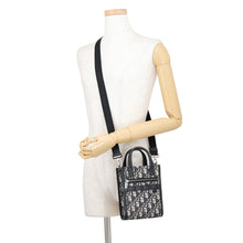 将图像加载到图库查看器中，Dior Oblique North South 2WAY Bag Mini Beige/Black/Blue2ESWS017YKY Canvas Grained Calf Leather
