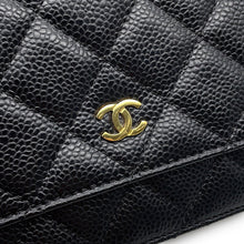 将图像加载到图库查看器中，CHANEL Matelasse Classic Chain Wallet BlackAP0250 Caviar Leather
