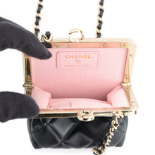 Load image into Gallery viewer, CHANEL Kiss Lock Matelasse Mini ChainShoulder Bag BlackAP2497 Lambskin
