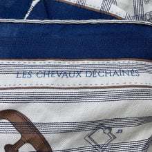 Load image into Gallery viewer, HERMES Giant Square Cheval des Chénées Size 140 Marine/Natural Cashmere70% Silk30%
