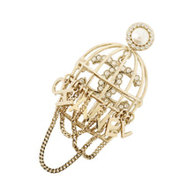 Load image into Gallery viewer, CHANEL Birdcage Brooch Gold Metal Faux Pearl Rhinestone
