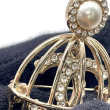 Load image into Gallery viewer, CHANEL Birdcage Brooch Gold Metal Faux Pearl Rhinestone
