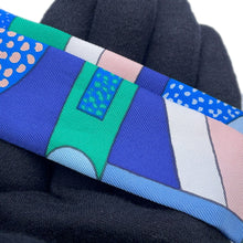 Load image into Gallery viewer, HERMES Twillon with ribbon Blue/Green/White Silk100%
