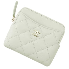将图像加载到图库查看器中，CHANEL Matelasse Classic Zip Coin Purse Light GreenAP2061 Caviar Leather
