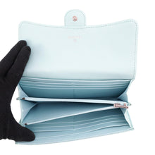 将图像加载到图库查看器中，CHANEL Matelasse Classic Long Flap Wallet Light BlueAP0241 Caviar Leather
