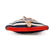 Load image into Gallery viewer, MIUMIU Crochet Border Drawstring Bag Navy/Red/White Cotton Leather
