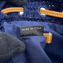Load image into Gallery viewer, MIUMIU Crochet Border Drawstring Bag Navy/Red/White Cotton Leather
