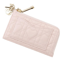 Load image into Gallery viewer, Dior Dioramour Lady Dior Cosmos Zip Card Holder Heart Cannage Pale pinkS0965ONHG_M02N Lambskin
