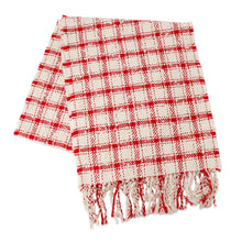 将图像加载到图库查看器中，CHANEL CC Logo TweedStole Red/WhiteAAC177 Wool85% Nylon14% Cotton1%
